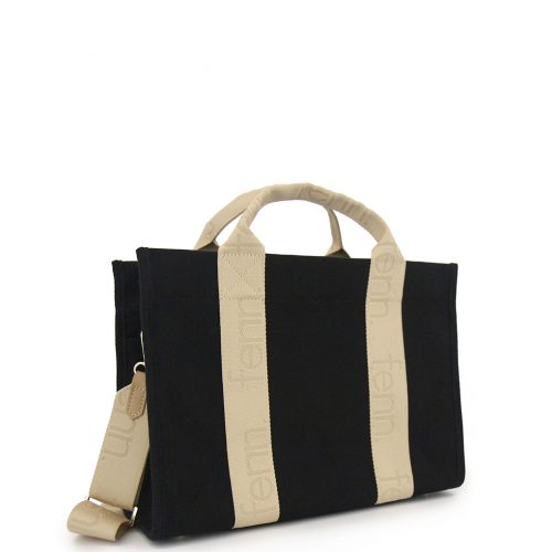 Petite Canvas – Black – Gold Zip – Toffee Handle - Image 4