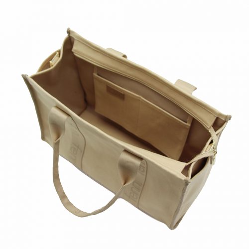 Canvas, Maxi Canvas – Toffee – Gold Zip – Toffee Handle - Image 2