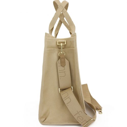 Canvas, Maxi Canvas – Toffee – Gold Zip – Toffee Handle - Image 4