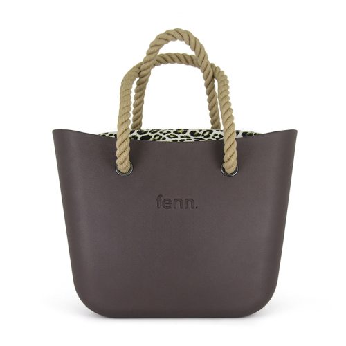 Original Collection – Choc – Pattern 10 Inner – Silver Zip – Rope Handle