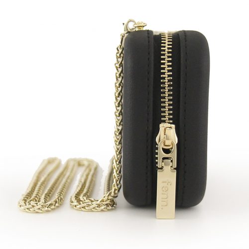 Wallets – Black – Gold Zip – Gold Chain - Image 4