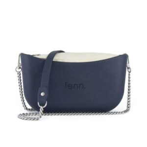 Classic Collection – Navy – Beige Inner – Silver Zip – Navy/Silver Chain Handle