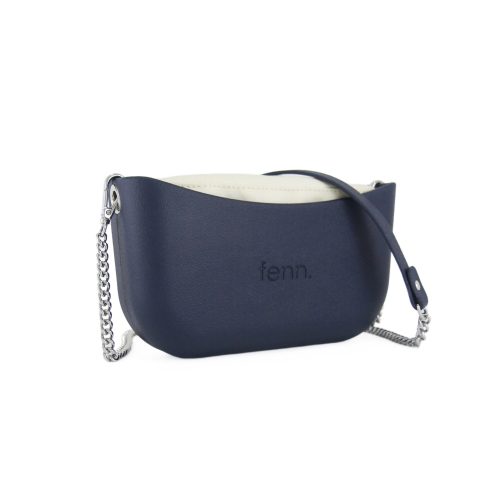 Classic Collection – Navy – Beige Inner – Silver Zip – Navy/Silver Chain Handle - Image 2