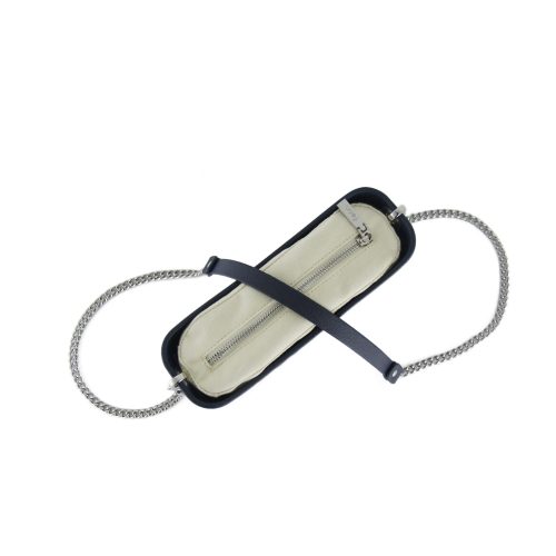 Classic Collection – Navy – Beige Inner – Silver Zip – Navy/Silver Chain Handle - Image 4