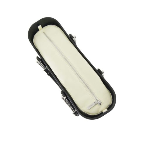 Original Collection – Black – Beige Inner – Silver Zip – Black / Silver Chain Handle - Image 5