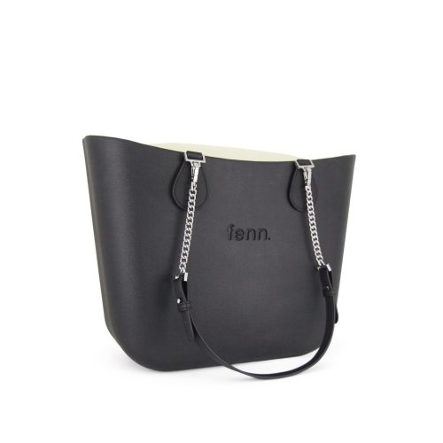 Original Collection – Black – Beige Inner – Silver Zip – Black / Silver Chain Handle - Image 3