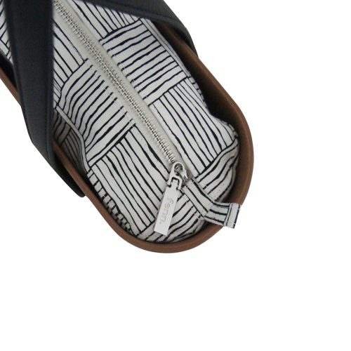 Petite – Dark Tan – Pattern 5 Inner – Black Microfibre Flat Criss Cross Handle - Image 3