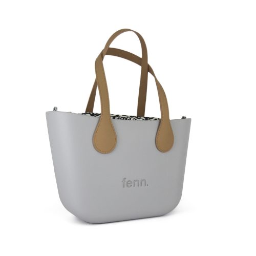 Petite – Grey – Pattern 48 Inner – Silver Zip – Light Tan Flat Microfibre Handle - Image 2