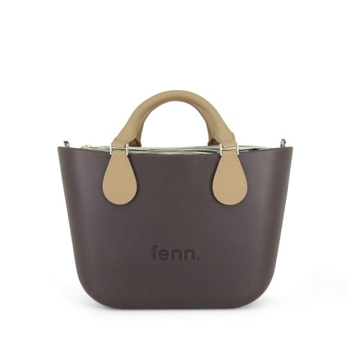 Petite – Choc – Pattern 45 Inner – Gold Zip – Light Tan Comfortable Short Swivel Microfibre Handle