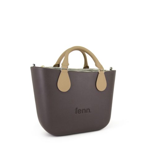 Petite – Choc – Pattern 45 Inner – Gold Zip – Light Tan Comfortable Short Swivel Microfibre Handle - Image 2