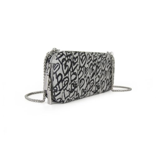 Wallets – Grey Heart – Silver Zip – Silver Chain - Image 5