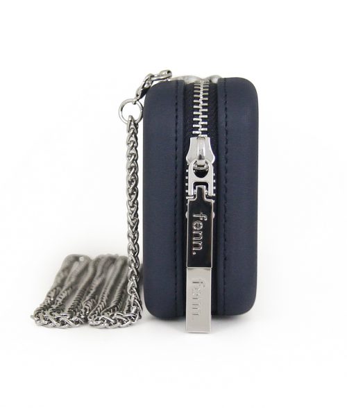 Wallets – Navy – Silver Zip – Silver Chain - Image 6