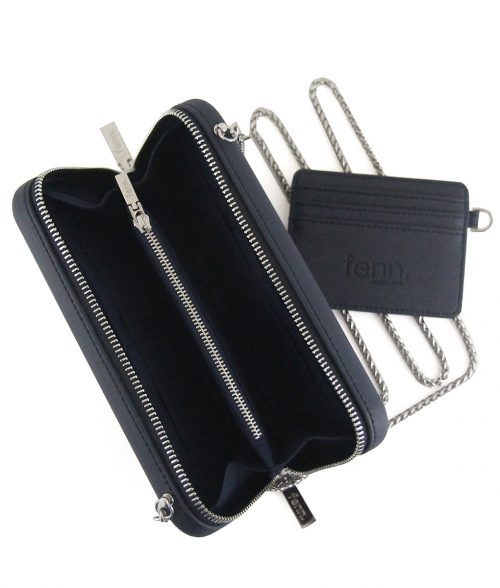 Wallets – Navy – Silver Zip – Silver Chain - Image 7