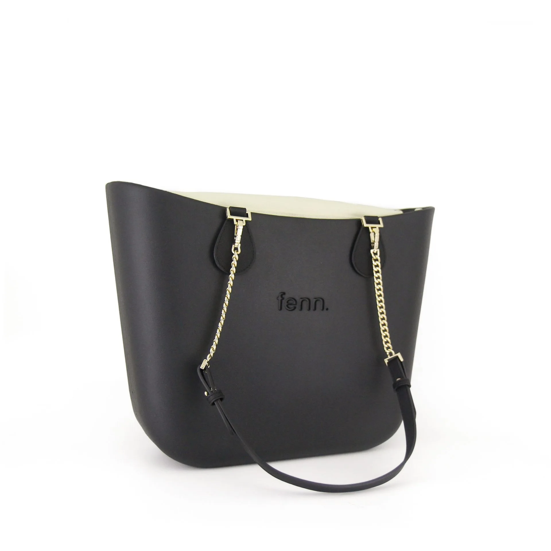 ORIGINAL COLLECTION – BLACK – beige inner – gold zip – black / gold chain handle - Image 2