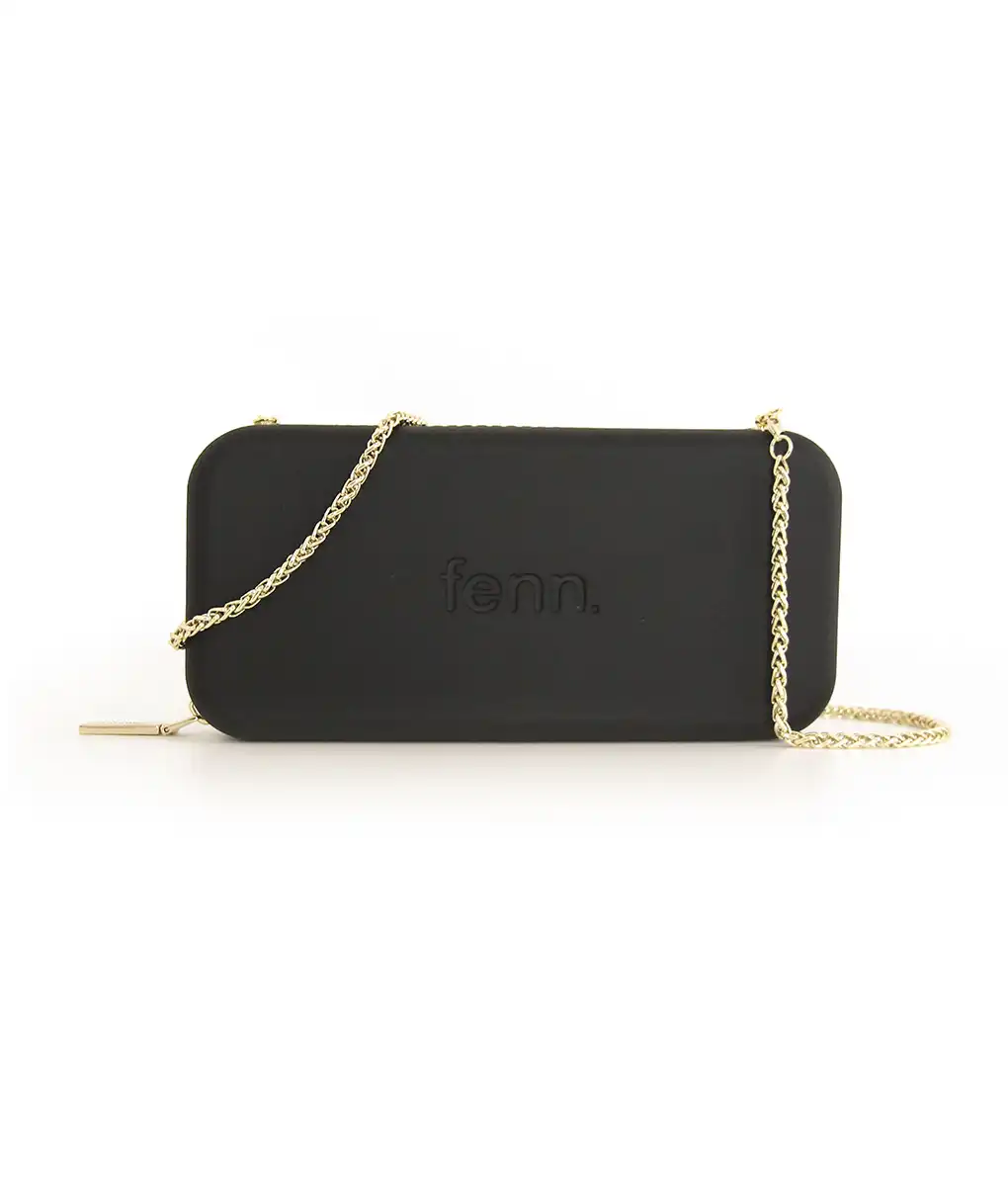WALLET – BLACK – gold zip – gold chain