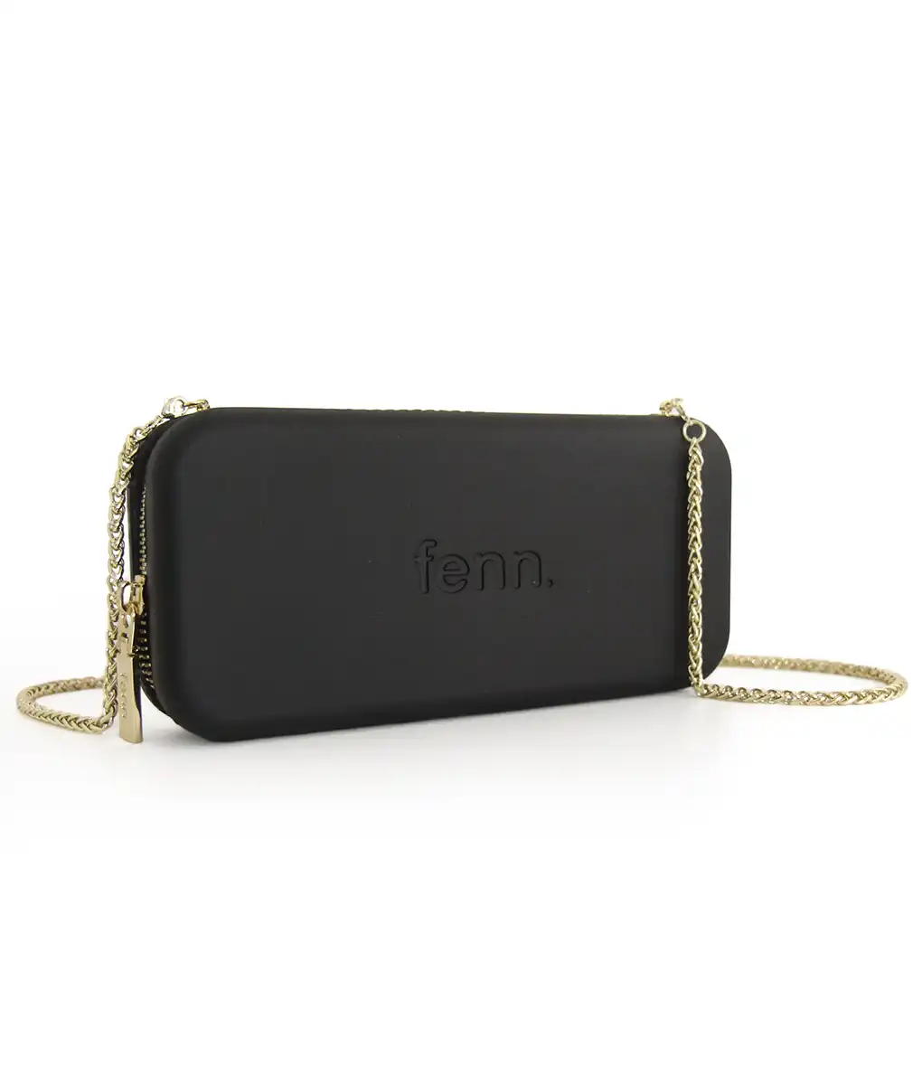 WALLET – BLACK – gold zip – gold chain - Image 2