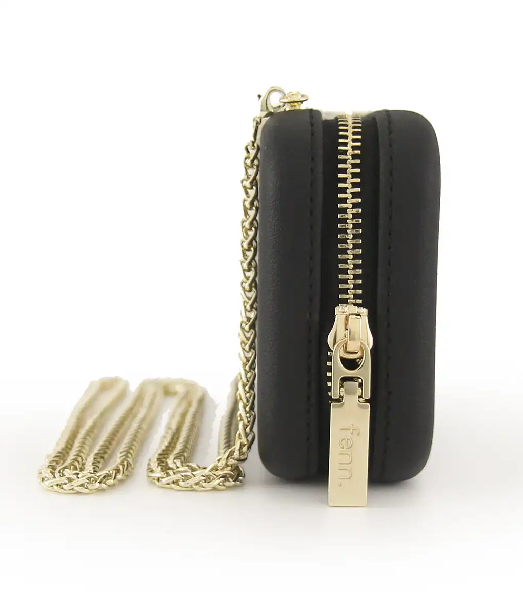 WALLET – BLACK – gold zip – gold chain - Image 4