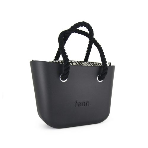 Petite – Black – Pattern 81 Inner – Silver Zip – Black Rope Handle - Image 2