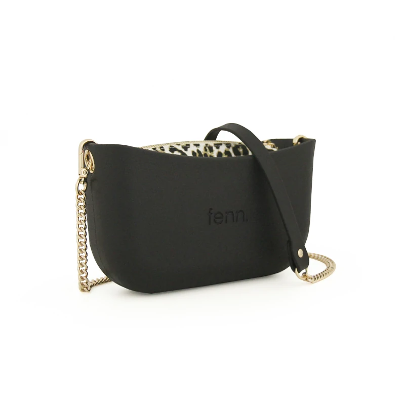 CLASSIC COLLECTION – BLACK – pattern 10 inner – gold zip – black / gold chain handle3