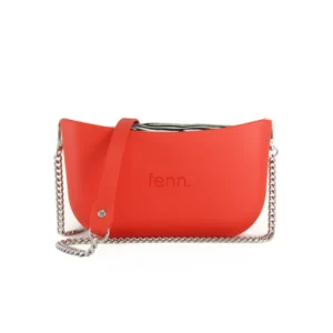 Classic Collection – Tangerine Red – Pattern 44 Inner – Silver Zip – Tangerine Red Silver Chain Handle2