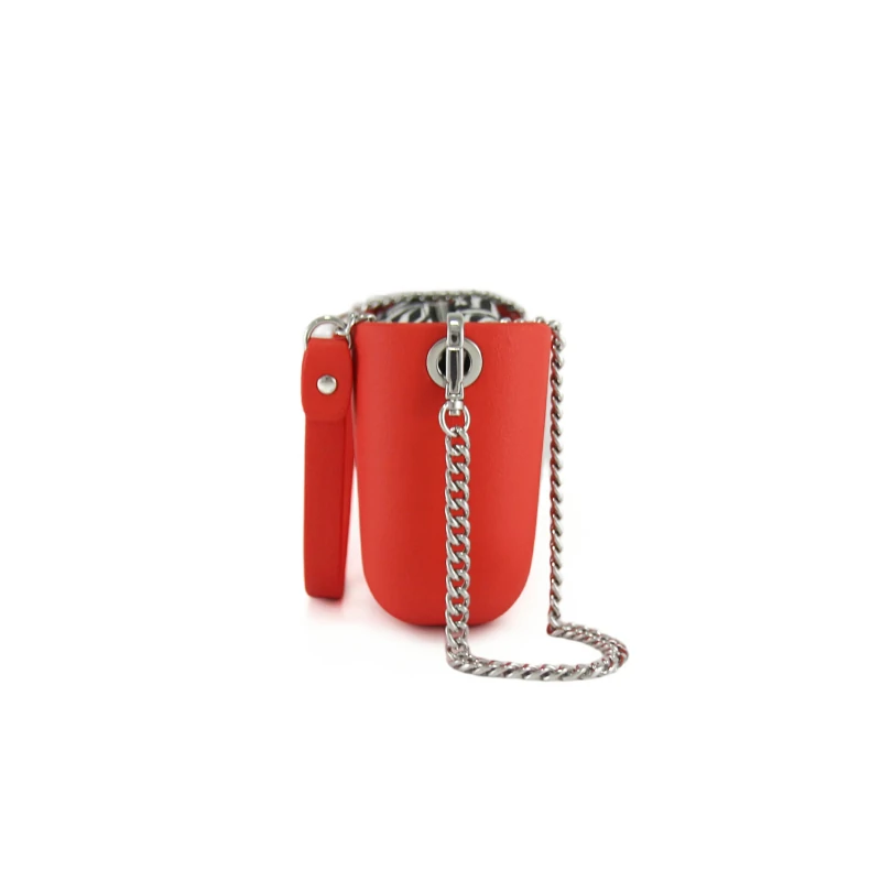 Classic Collection – Tangerine Red – Pattern 44 Inner – Silver Zip – Tangerine Red Silver Chain Handle4